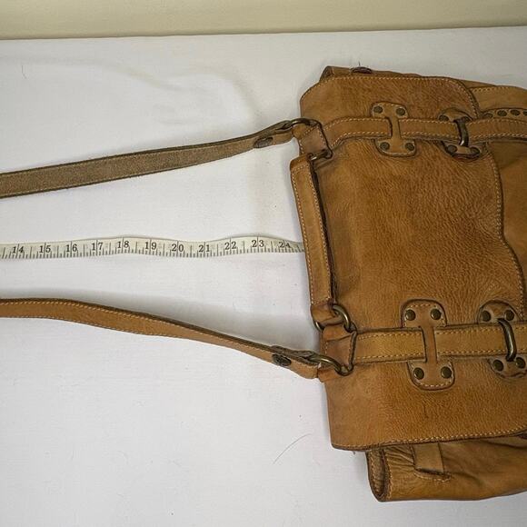 Patricia Nash Leather Studded Messenger Shoulder Bag Camel - Picture 14 of 16